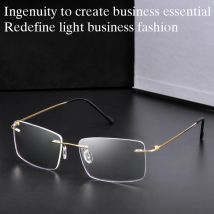 New 2022 Rimless Glasses Frame with Recipe Customized Lenses Shapes Flexible Temple Legs Prescription Eyeglasses for Men Women