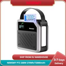 NEWSMY P72 Tragbares Kraftwerk 268 W 270 Wh/72000 mAh LiMnFePO4-Akku mit Strahler, 2 × 100 W USB-C PD, 5 Ausgänge, ABS feuerfest