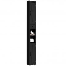 Homcom Colonna da bagno con 2 ante scomparto aperto, ripiani regolabili e portarotolo 20X20X185 cm Nero