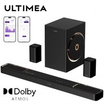 Barra de sonido ULTIMEA Skywave F40 Boom de 5,1,2 canales con Dolby Atmos, sistema de sonido envolvente para TV con subwoofer y 2 altavoces envolventes