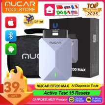 MUCAR BT200 MAX Skaner OBD2 Obsługa Protokołu ELM327 CANFD Kompleksowe Narzędzia Diagnostyczne Systemu 15 Resetów Długość Życia Darmowe Aktualizacje Skaner