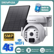 SHIWOJIA 3K 5MP 4G SIM Telecamera Pannello solare Telecamera di sicurezza PTZ Visione notturna PIR Rilevazione umana Telecamera di sorveglianza Batteria solare