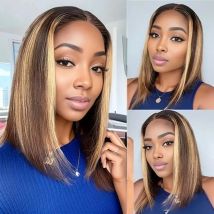 Highlight Lace Front Bob Perücke Echthaar Ombre Honigblond 13x4 Perücken 10-16 Zoll 4/27 Farbige transparente Frontal Lace Perücke