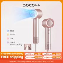 DOCOLAB Asciugacapelli ad alta velocità Spina UK Piastra per ioni negativi 525g Ugello magnetico leggero Asciugacapelli Regalo da viaggio a casa