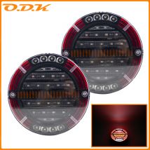 2szt 5.3" Okrągłe światło tylne LED przyczepy z światłem hamowania DRL Flow Turn Signal Lamp Car Truck Ships Bus Vans Boat Caravan 12V 24V