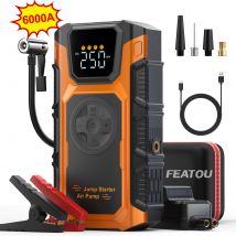 FEATOU 6000A Avviatore di emergenza per auto, pacco batteria di avviamento a ponticello portatile per motori diesel fino a gas da 8,5 litri e 7,0 litri, batteria automatica Boost da 12 V