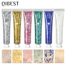 Qibest Text marker Puder Glitter Pailletten Gel Schimmer Kontur Rouge Puder Körper Highlight Make-up Festival Körper Glitter Gel