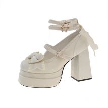 Comemore Spring Autumn New Women's Pumps 11cm High Heeled Leather Single Shoes Fashion Girls Platform Bow Lolita Mary Jane Shoes