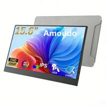 Amoudo 15.6 Inch Portable Monitor 1920x1080P  Extend Display IPS LCD Panel Penhole Stand VESA USBC Mini HDMI Mobile Display