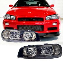 SINDAR 2pcs LED Headlight for Nissan Skyline GTR R34 (1998-2002), LHD/RHD Optional, OEM Direct Fit ENR34/BNR34/HR34/ER34/GT-T