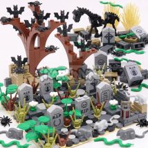 MARUMINE Halloween-Bausteine-Set, 99–265 Stück, Friedhof, Grabstein, Bau, Dekoration, Ziegel mit Fledermaus, Spinne, Schlange