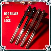 Aiwill hochwertige rote Licht solide 999 Sterling Silber Essstäbchen chinesische Luxus schwarz Tanhong Säure Silber Essstäbchen Box Set