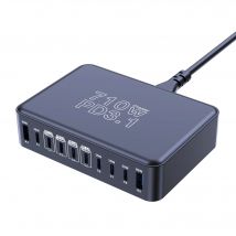 Stazione di ricarica rapida 710W GaN PD3.1 140W USB Tipo C 10 porte PPS PD Caricatore da tavolo per laptop MacBook Tablet iPhone Samsung