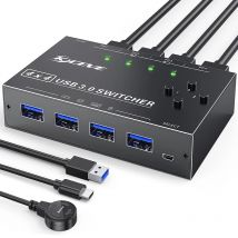 KCEVE selettore Switch USB 3.0 a 4 porte, Switcher KVM 4 computer che condividono 4 dispositivi USB, Switcher periferico USB per tastiera Mouse