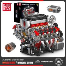 Mold King 10130 Technical Car Part Building Block The F488 Supercar V8 Engine Set Assembly Brick Toys Model Kids Christmas Gift