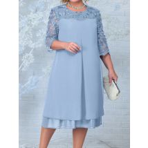 Plus Size Dress 2025 Fashion Women Summer Embroidery Floral Patchwork Elegant Party Dress Curvy Size Women Clothing