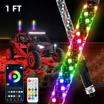 1FT LED Peitsche Licht APP Fernbedienung Tanzen Warnung Antenne Fahnenmast Lichter für ATV UTV SXS Off Road Lkw Sand Buggy Dune RZR