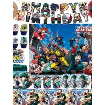 My Hero Academia Birthday Party Supplies Disposable tableware Set Cup Plate Napkin Tablecloth for Kids Baby Shower Favor Gifts