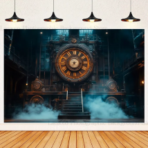 Steampunk Uhr Getriebe Fotografie Hintergrund Kinder Geburtstag Party Vintage Industrie Thema Hintergrund Banner Photo Booth Requisiten