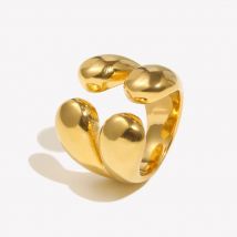 E.B.belle Wasser Tropfen Kopf Offener Ring PVD Platte 18K vergoldet Dekoration 316L Edelstahl Lady Finger Schmuck Geschenke