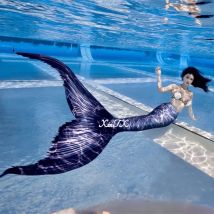 Erwachsene Meerjungfrau Schwanz Badeanzug Schwimmen Mädchen Cosplay Kostüm PVC Bord Foto Strand Kleid Schwanz Mit Flossen