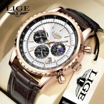 LIGE Nuovi orologi da uomo Orologio da polso da uomo di lusso delle migliori marche Orologio al quarzo in pelle Orologio sportivo da uomo impermeabile Relogio Masculino + scatola