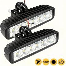 2PCS 18w 6 LED Car Work Light DRL Spotlight High Bright Waterproof Auto Offroad SUV Truck Headlights Driving Lamp 12V 6000K