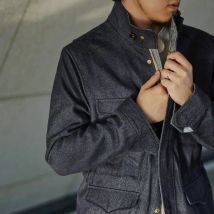 Giacca da uomo slim retrò americana in denim di cotone primaverile e autunnale M65 Field Tough Guy