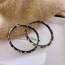 50MM Leopard Print Große Runde Hoop Ohrring für Frauen Übertrieben Persönlichkeit Temperament Einfache Runde Ohr Schmuck Brincos