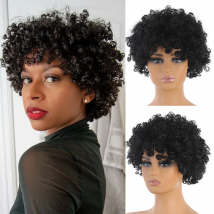 Synthetische 15,2 cm schwarze Afro-Frühlingslocken-Perücke, explosiver Haarschnitt, super lockige kurze Perücke, Bob-Perückenverlängerungen, Alltagskleidung, Cosplay