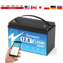 KEPWORTH LiFePO4 Batteria Bluetooth 12V 100Ah 135Ah integrata in 100A BMS e 6000 cicli per camper, set completo di sistemi solari