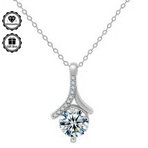 LAMVOICE Schmuck für Damen/Ohrstecker-Halskette mit 1 Karat Moissanit, hypoallergene Halskette, Ohrringe, Weihnachtsgeschenk für Damen