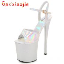 Scarpe da donna 20 cm Tacco sexy Super alto Pole Dance Party Sandali con tacco alto Piattaforma Décolleté da sposa Peep Toe Stripper Tacchi Argento