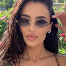 Rahmenlose Rhombus personalisierte Damen-Sonnenbrille, elegante und vielseitige klassische Sonnenbrille, luxuriöse und hochwertige Sonnenbrille UV400.