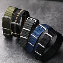 Hand genähtes hochfestes Nylon band 20 22mm blau grün grau schwarz Kohle faser ultra dünnes Vintage Soldat Männer Armband