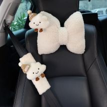1pc Cartoon Auto Kopfstütze Nacken Kissen Universal Nette Wolke Komfortable Plüsch Bogen-förmigen Auto Kissen Rückenlehne Kissen innen