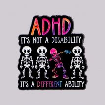 ADHD Awareness Enamel Pin Skeleton Brooch Pines Lapel Pins Badge on Backpack Clothing Accessories Fashion Jewelry Friends Gifts