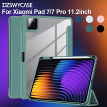 Etui na Xiaomi Pad 7 Pro/Pad 7 11.2 cala 2024, z uchwytem na rysik, odporne na wstrząsy, z przezroczystym tyłem.