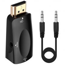 Adattatore cavo compatibile HDMI a VGA Convertitore maschio a femmina Jack da 3,5 mm Audio video 1080P per PC portatile a proiettore Displayer