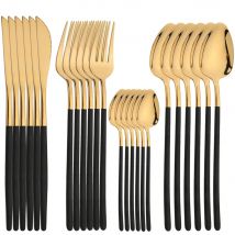24pcs Western Cutlery Set Stainless Steel Christmas Dinnerware Set Fork Knife Spoon Tableware Set Flatware Set Silverware Set