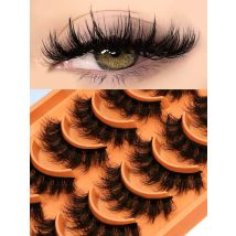 GROINNEYA Flauschige künstliche Nerz-Wimpern, 8D-Wimpern, dramatische lange, dicke Volumen-Fälschungswimpern, falsche Wimpern, Make-up