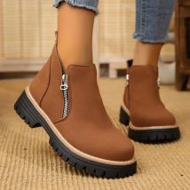Plus Größe frauen Mode Stiefeletten Dicke Sohle Komfortable Schnee Seite Zipper Plattform Schuhe Zapatos De Mujer