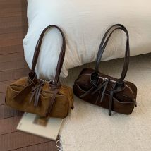 Retro Hand-Held Bowling Bag for Women's Autumn and Winter New Fashion Trend Suede Underarm Bag, Niche Commuting Bag