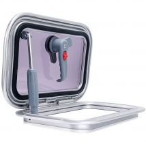 Bootsrechteck-Bullauge, Decklappe aus Aluminiumlegierung, Anschlusslochfenster, Push-Out-Öffnungs-Bullauge für Boot, Yacht, Wohnmobil, 295 mm x 240 mm