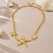 316 Edelstahl Ozean Urlaub gehämmerte Seestern Halskette für Frauen neue Mode Halskette Schmuck Urlaub Geschenk