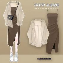 Kleid setzt Frauen schicke Mode elegante Büro Dame Outfits 2 Stück koreanischen Sommer einfache weibliche Hemden Kleid Anzug