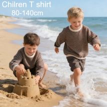 Miniainis Frühling neue Mädchen gestreiften Hoodie Jungen Jungen T-Shirt Kinder lose lange Ärmel O-Ausschnitt Tops Kind Baumwolle Kleidung 1-8 Jahre