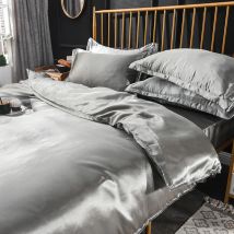Bettwäsche-Set aus massiver Seide mit Bettlaken, Bettbezug, Kissenbezug, Satin, Einzelpaar, Bettlaken, King-Size-Bett, Queen-Size-Bett, Doppelbett, Twin-Size-Bett