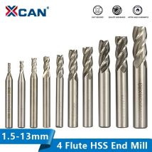 XCAN HSS-Fräser, 4-schneidiger Schaftfräser, 1,5–13 mm, für CNC-Maschinenfräsen, Fräser, Metallschneider, Aluminium-Fräser