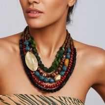 Statement Bohemian Style Beaded Necklace for Woman Girl Wedding Party Jewelry
